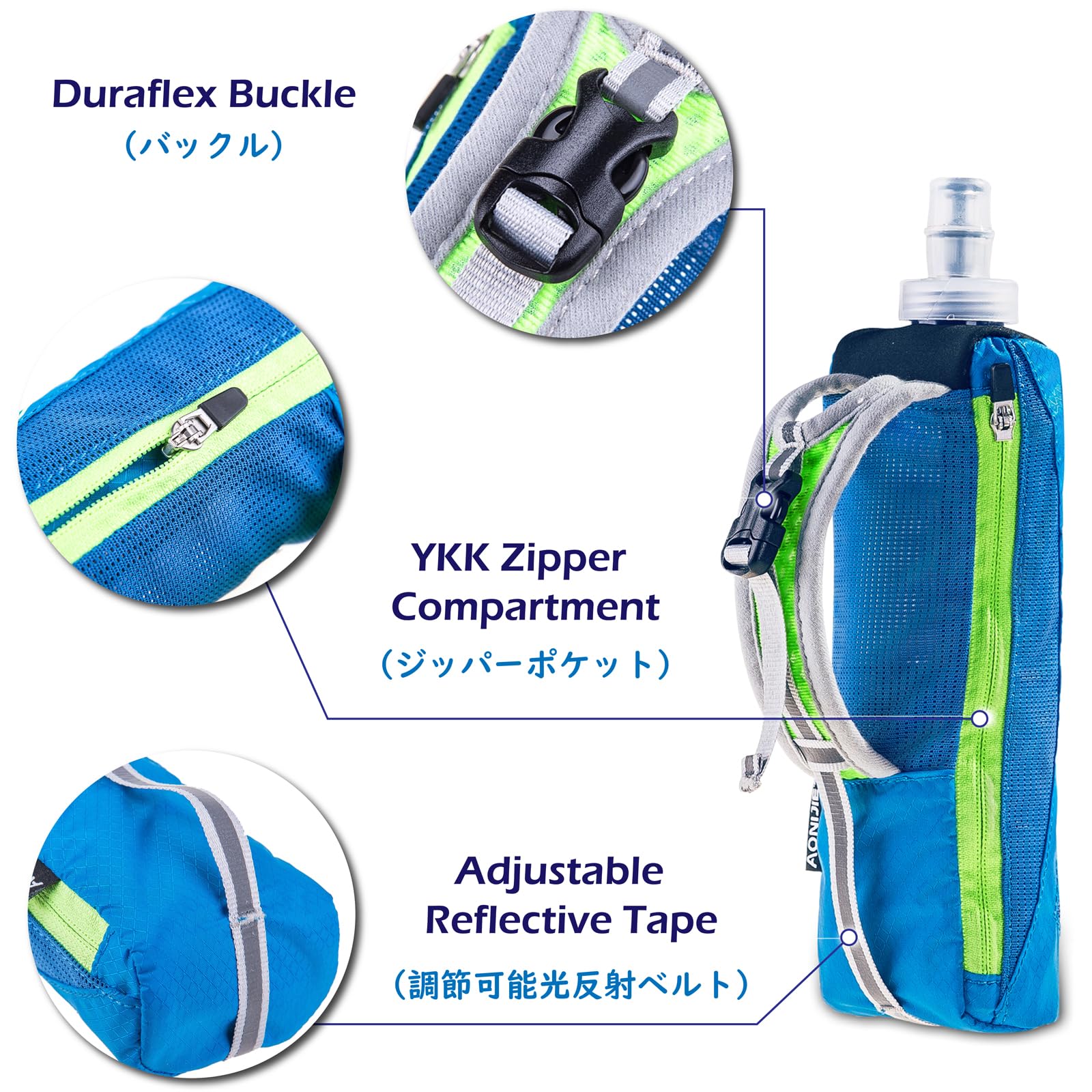 Triwonder Handheld Water Bottle For Running, Quick Grip Chill 17 Oz Handheld Soft Water Bottle With Hand Strap Hydration Pack, B